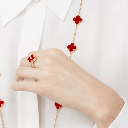 [LUCKY LOVE]CLOVER CARNELIAN RING ROSE GOLD DIAMOND