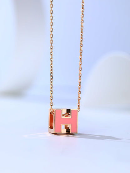 [LUCKY LOVE]H CAGE PINK GOLD NECKLACE