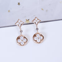 [LUCKY LOVE]STAR AND SUN PINK GOLD MOP DROP EARRINGS