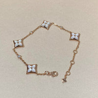 [LUCKY LOVE]STAR 4 MOTIF MOP DIAMOND PINK GOLD BRACELET
