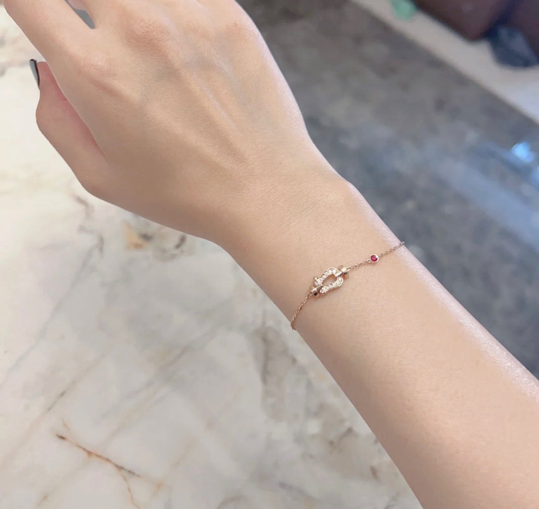 [LUCKY LOVE]FORCE 10 DIAMOND CHAIN LINK PINK GOLD BRACELET