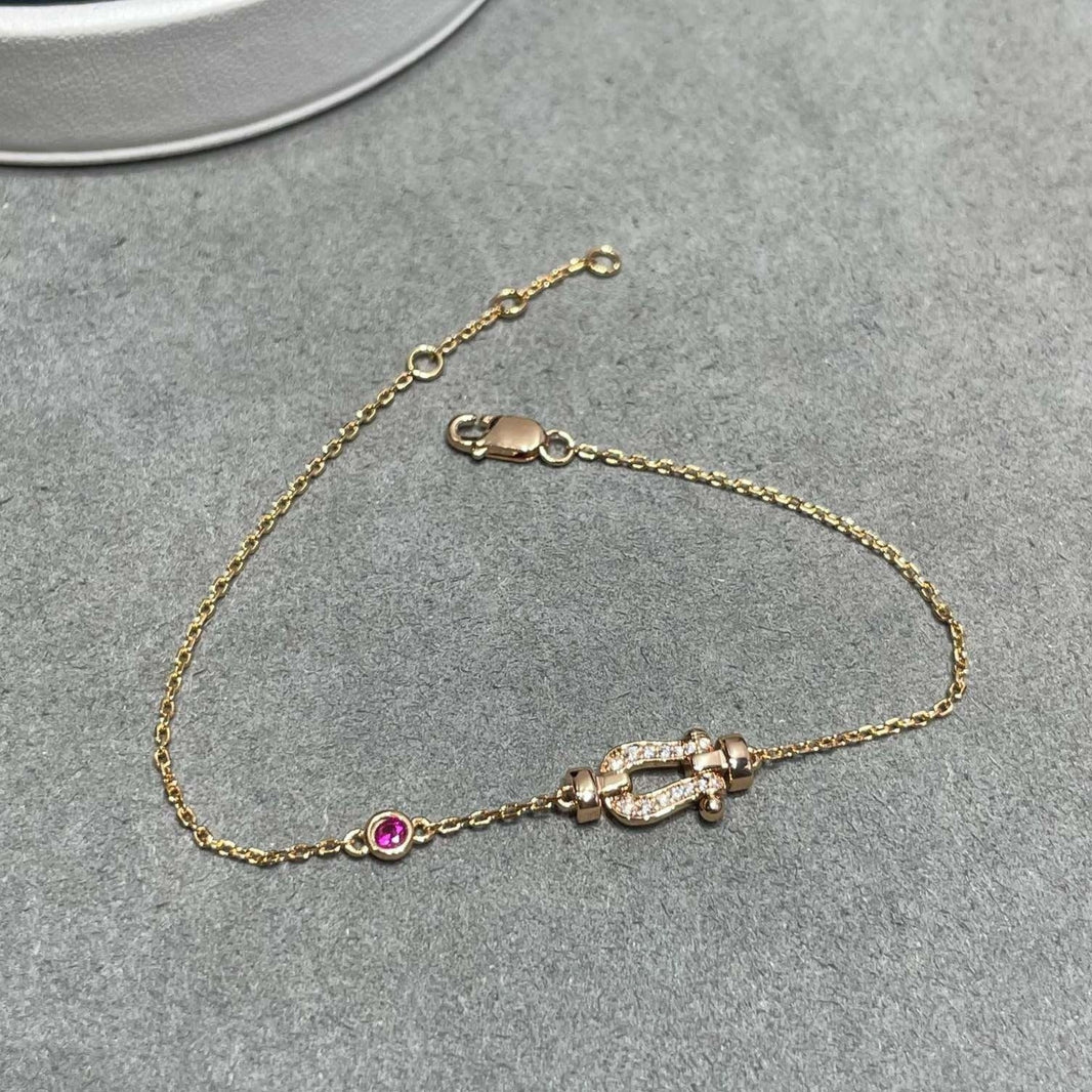 [LUCKY LOVE]FORCE 10 DIAMOND CHAIN LINK PINK GOLD BRACELET
