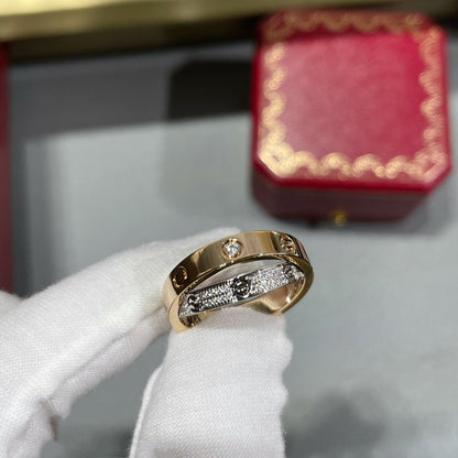 [LUCKY LOVE]LOVE PINK GOLD SILVER DIAMOND DOUBLE RING