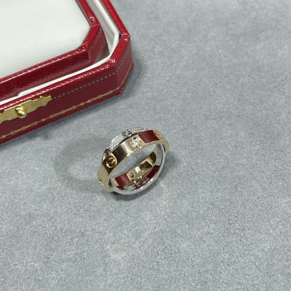 [LUCKY LOVE]LOVE PINK GOLD SILVER DIAMOND DOUBLE RING