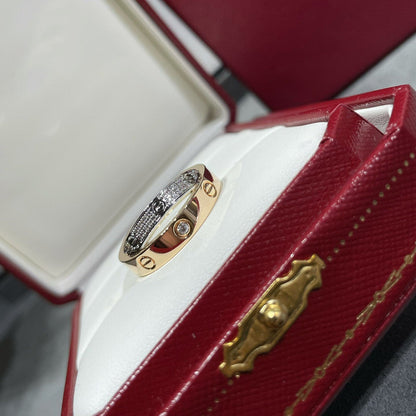 [LUCKY LOVE]LOVE PINK GOLD SILVER DIAMOND DOUBLE RING