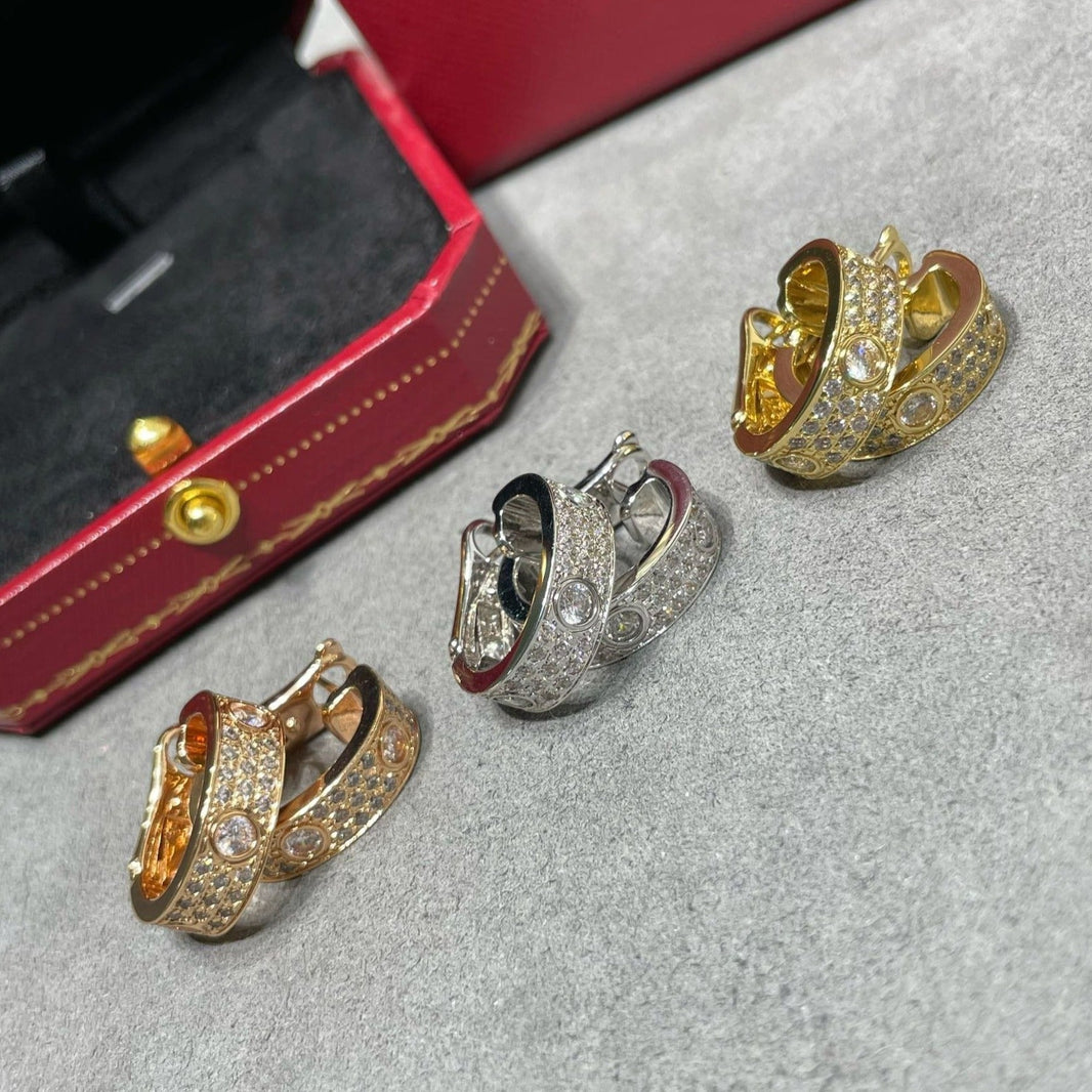 [LUCKY LOVE]LOVE 5.5MM DIAMOND PAVED EARRINGS