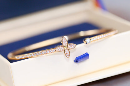 [LUCKY LOVE]IDYLLE PINK GOLD OPEN BRACELET DIAMOND PAVED