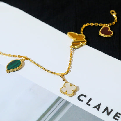 [LUCKY LOVE]LUCKY SPRING 5 MOTIF GOLD BRACELET
