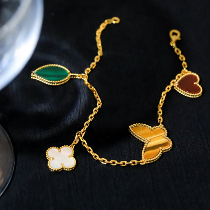 [LUCKY LOVE]LUCKY SPRING 5 MOTIF GOLD BRACELET