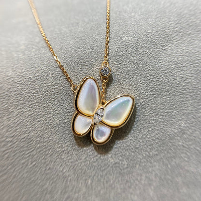 [LUCKY LOVE]BUTTERFLY MOP DIAMOND NECKLACE