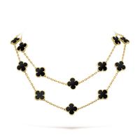[LUCKY LOVE]CLOVER 20 MOTIFS ONYX NECKLACE