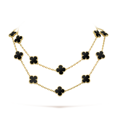 [LUCKY LOVE]CLOVER 20 MOTIFS ONYX NECKLACE