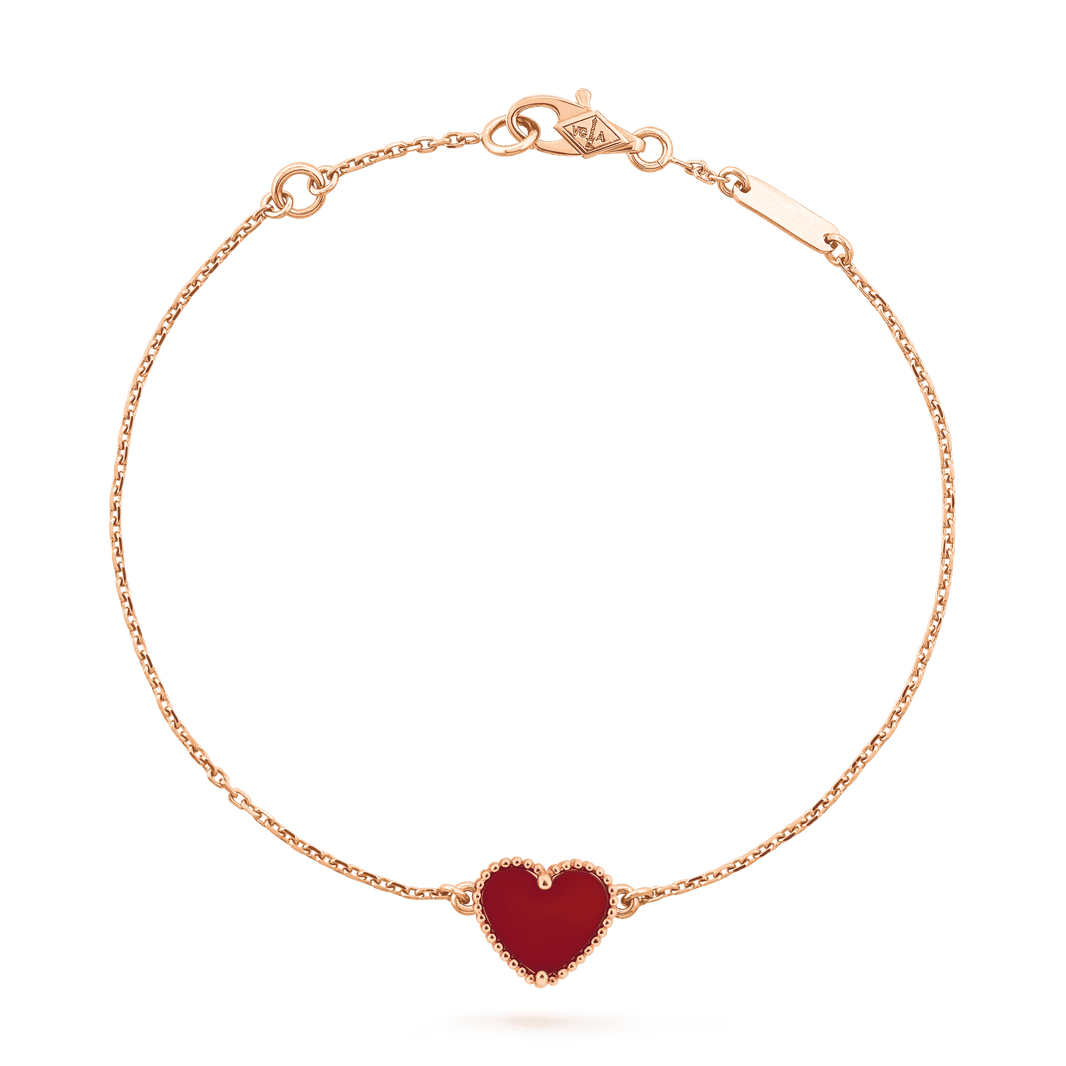 [LUCKY LOVE]HEART CARNELIAN PINK GOLD BRACELET