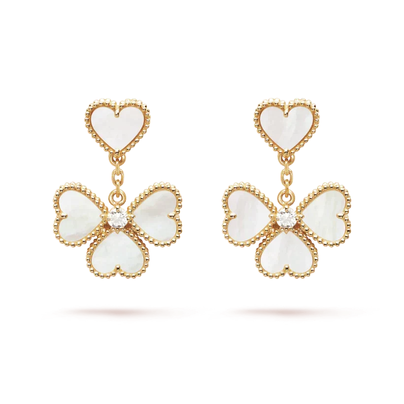 [LUCKY LOVE]CLOVER SWEET WHITE MOP EARRINGS