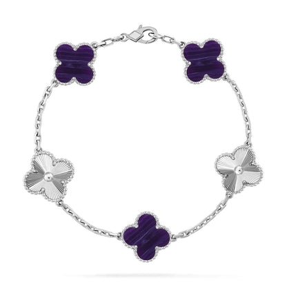 [LUCKY LOVE]CLOVER 5 MOTIF PURPLE STRIPES BRACELET COLLECTION