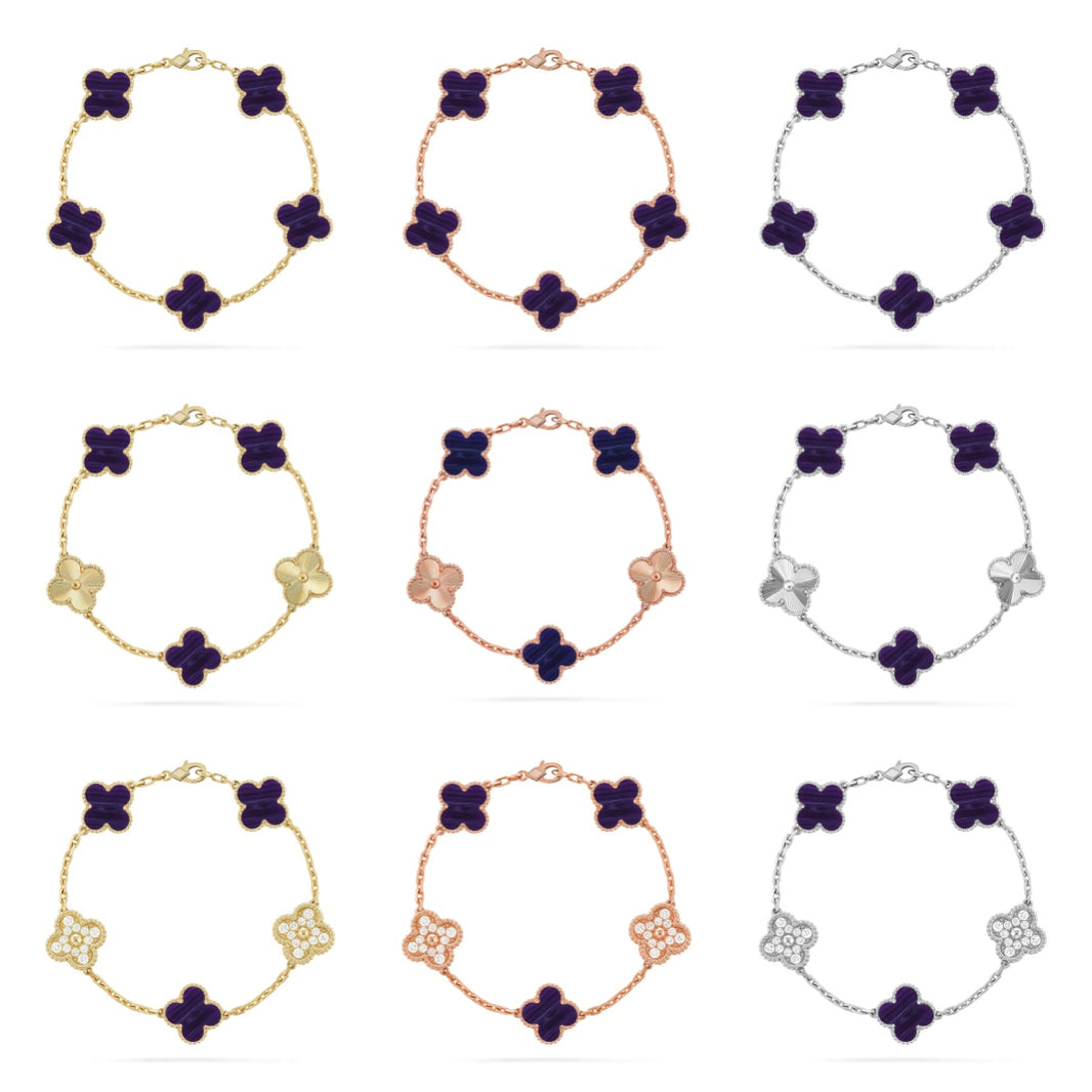 [LUCKY LOVE]CLOVER 5 MOTIF PURPLE STRIPES BRACELET COLLECTION