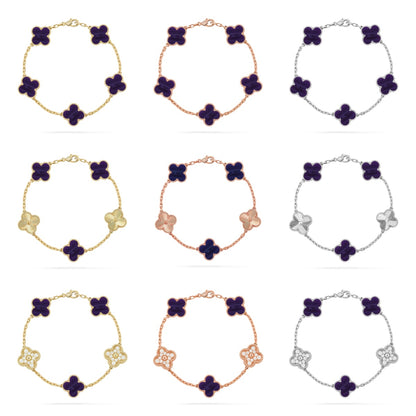 [LUCKY LOVE]CLOVER 5 MOTIF PURPLE STRIPES BRACELET COLLECTION