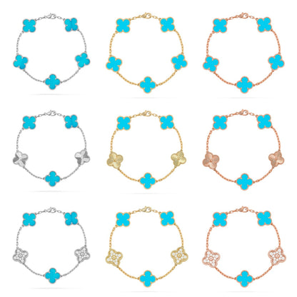 [LUCKY LOVE] CLOVER 5 MOTIF TURQUOISE BRACELET COLLECTION