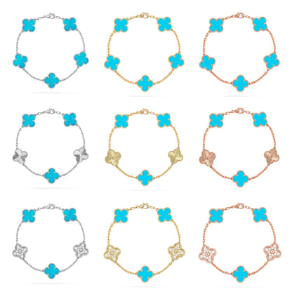 [LUCKY LOVE] CLOVER 5 MOTIF TURQUOISE BRACELET COLLECTION