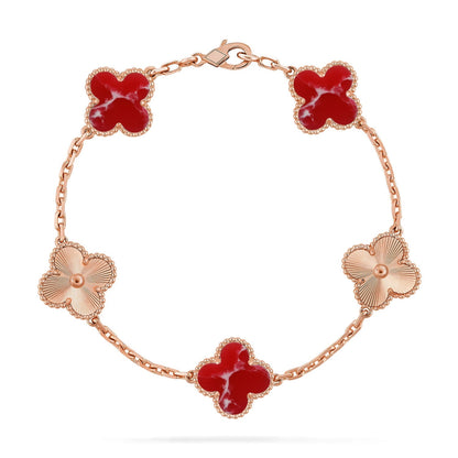 [LUCKY LOVE]CLOVER 5 MOTIF RED PATTERN BRACELET COLLECTION