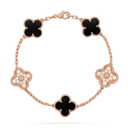 [LUCKY LOVE] CLOVER 5 MOTIF ONYXS BRACELET COLLECTION