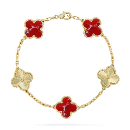 [LUCKY LOVE]CLOVER 5 MOTIF RED PATTERN BRACELET COLLECTION