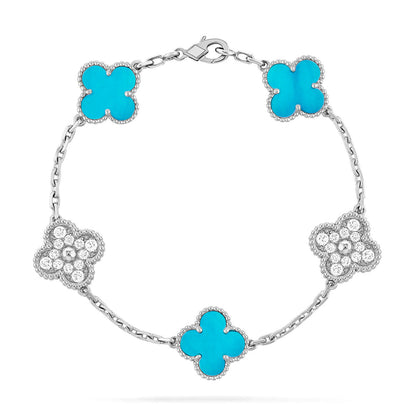 [LUCKY LOVE] CLOVER 5 MOTIF TURQUOISE BRACELET COLLECTION