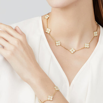 [LUCKY LOVE]CLOVER 10 MOTIFS DIAMOND NECKLACE