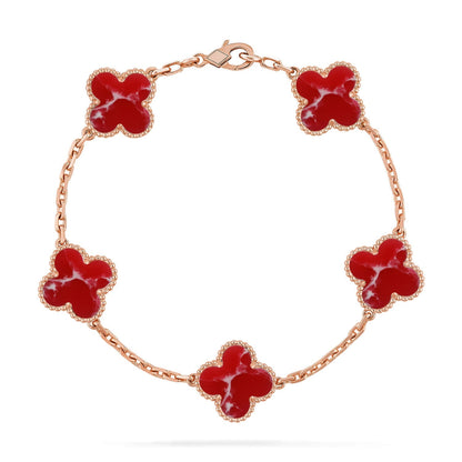 [LUCKY LOVE]CLOVER 5 MOTIF RED PATTERN BRACELET COLLECTION
