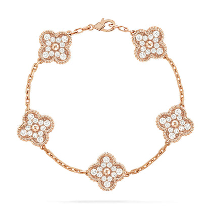 [LUCKY LOVE] CLOVER 5 MOTIF FULL DIAMOND BRACELET COLLECTION