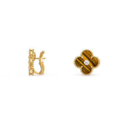 [LUCKY LOVE]CLOVER 15MM MOP DIAMOND EARRINGS COLLECTION