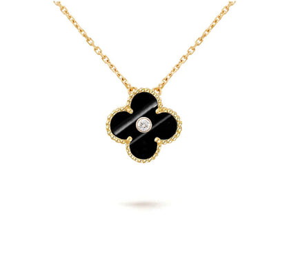 [LUCKY LOVE]CLOVER 15MM DIAMOND SINGLE FLOWER NECKLACE COLLECTION