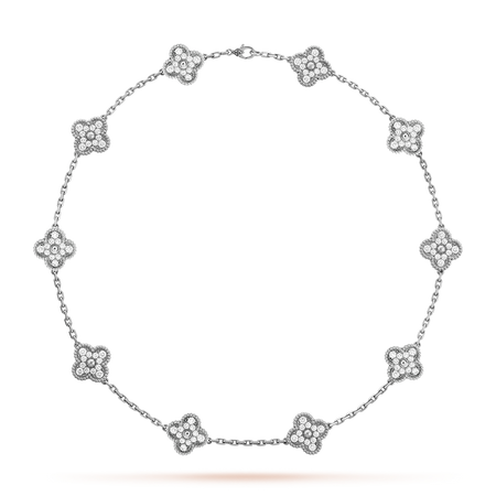 [LUCKY LOVE]CLOVER 10 MOTIFS DIAMOND NECKLACE