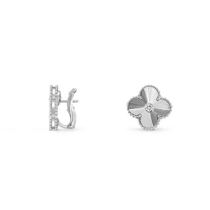 [LUCKY LOVE]CLOVER SILVER 15MM MOP DIAMOND EARRINGS COLLECTION
