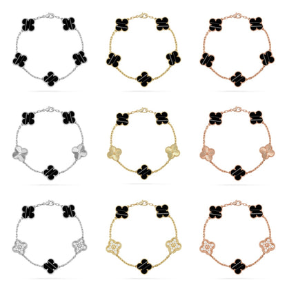 [LUCKY LOVE] CLOVER 5 MOTIF PULSAR STONE BRACELET COLLECTION