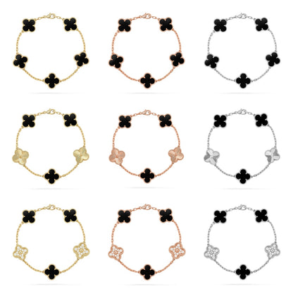 [LUCKY LOVE] CLOVER 5 MOTIF ONYXS BRACELET COLLECTION