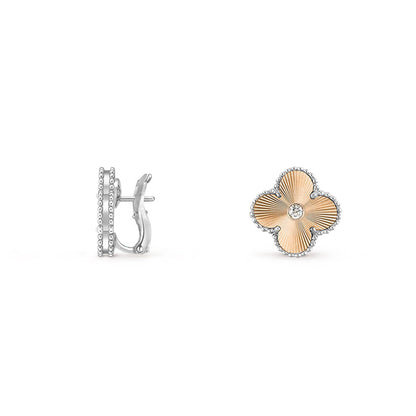 [LUCKY LOVE]CLOVER SILVER 15MM MOP DIAMOND EARRINGS COLLECTION