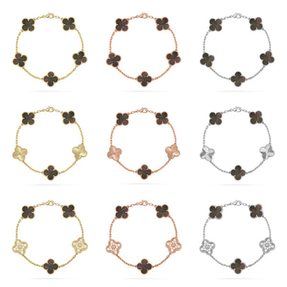 [LUCKY LOVE] CLOVER 5 MOTIF GRAY MOP BRACELET COLLECTION
