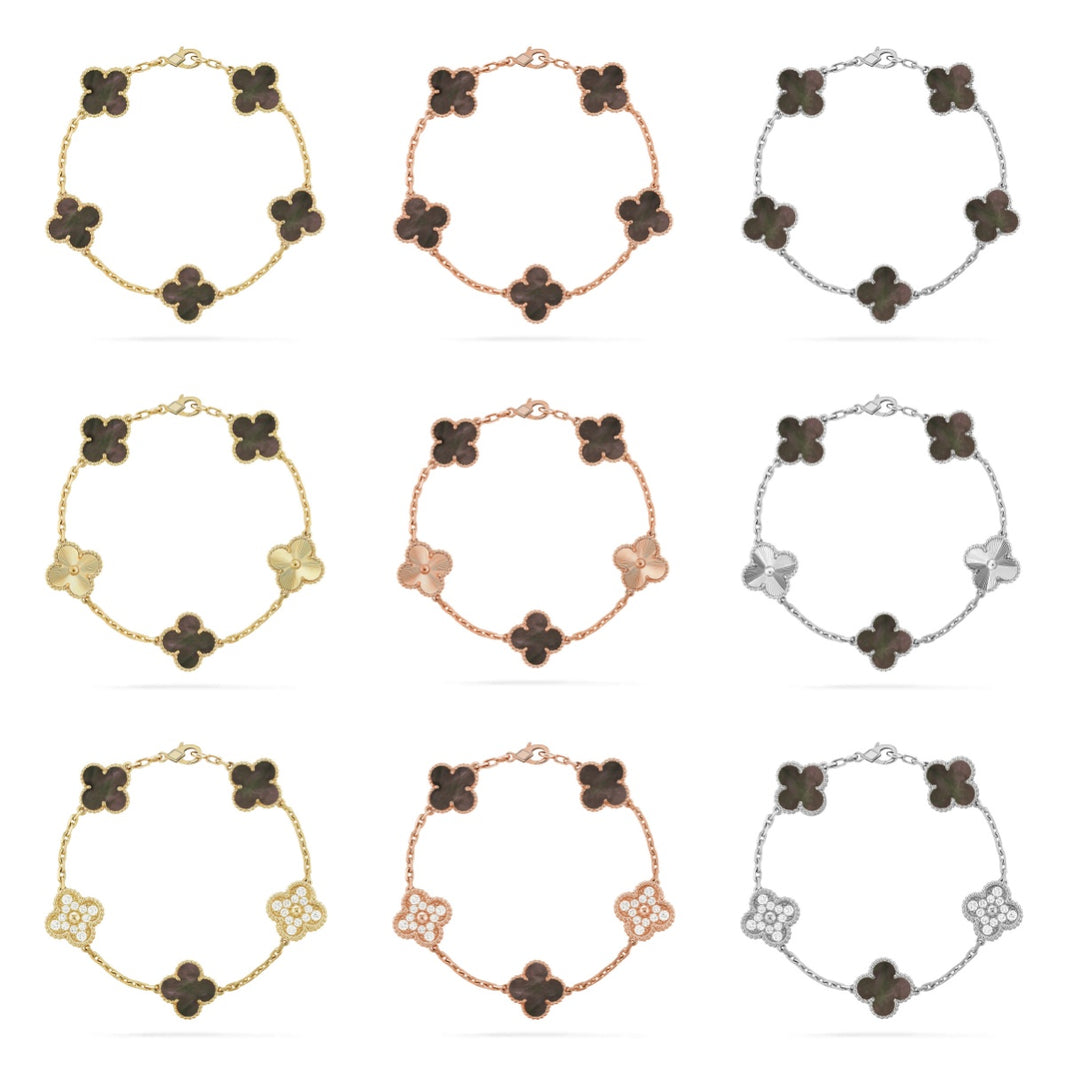 [LUCKY LOVE] CLOVER 5 MOTIF GRAY MOP BRACELET COLLECTION