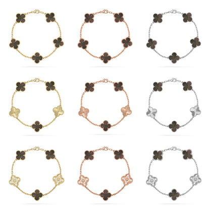 [LUCKY LOVE] CLOVER 5 MOTIF GRAY MOP BRACELET COLLECTION