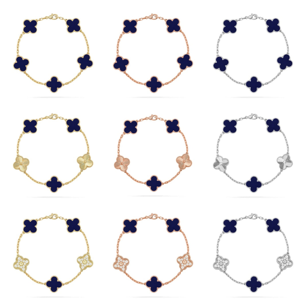 [LUCKY LOVE]CLOVER 5 MOTIF LAPIS LAZULI BRACELET COLLECTION