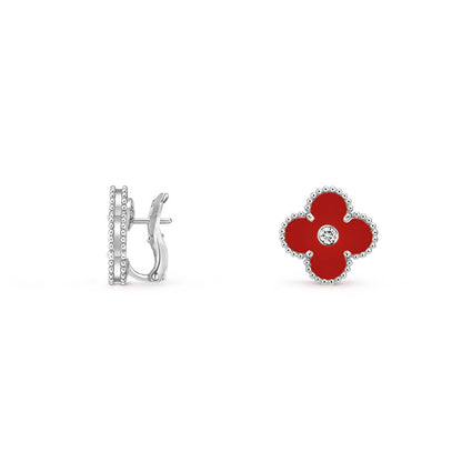 [LUCKY LOVE]CLOVER SILVER 15MM MOP DIAMOND EARRINGS COLLECTION