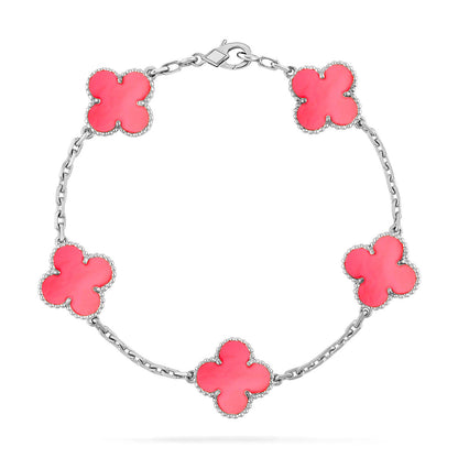 [LUCKY LOVE] CLOVER 5 MOTIFS  PINK MOP BRACELET COLLECTION