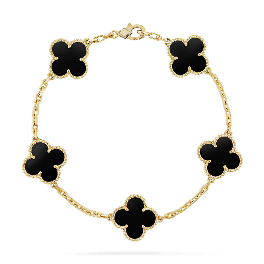 [LUCKY LOVE] CLOVER 5 MOTIF ONYXS BRACELET COLLECTION