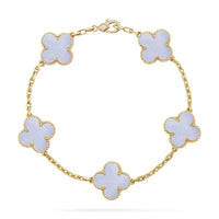 [LUCKY LOVE] CLOVER 5 MOTIF PURPLE CHALCEDONY BRACELET COLLECTION