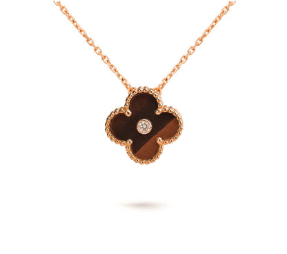 [LUCKY LOVE]CLOVER 15MM DIAMOND SINGLE FLOWER NECKLACE COLLECTION