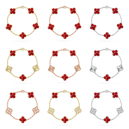 [LUCKY LOVE]CLOVER 5 MOTIF RED PATTERN BRACELET COLLECTION