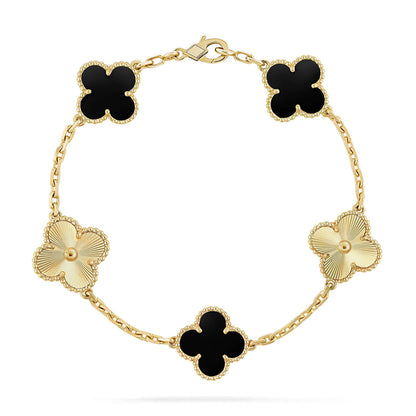 [LUCKY LOVE] CLOVER 5 MOTIF ONYXS BRACELET COLLECTION
