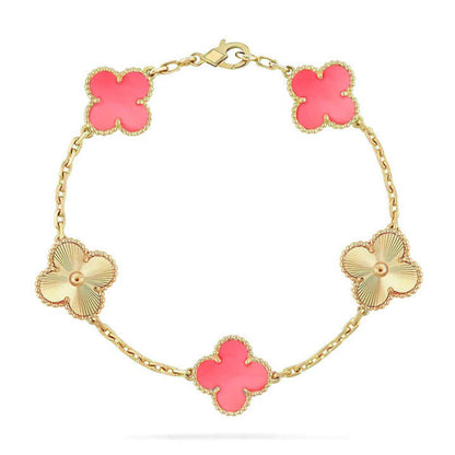 [LUCKY LOVE] CLOVER 5 MOTIFS  PINK MOP BRACELET COLLECTION