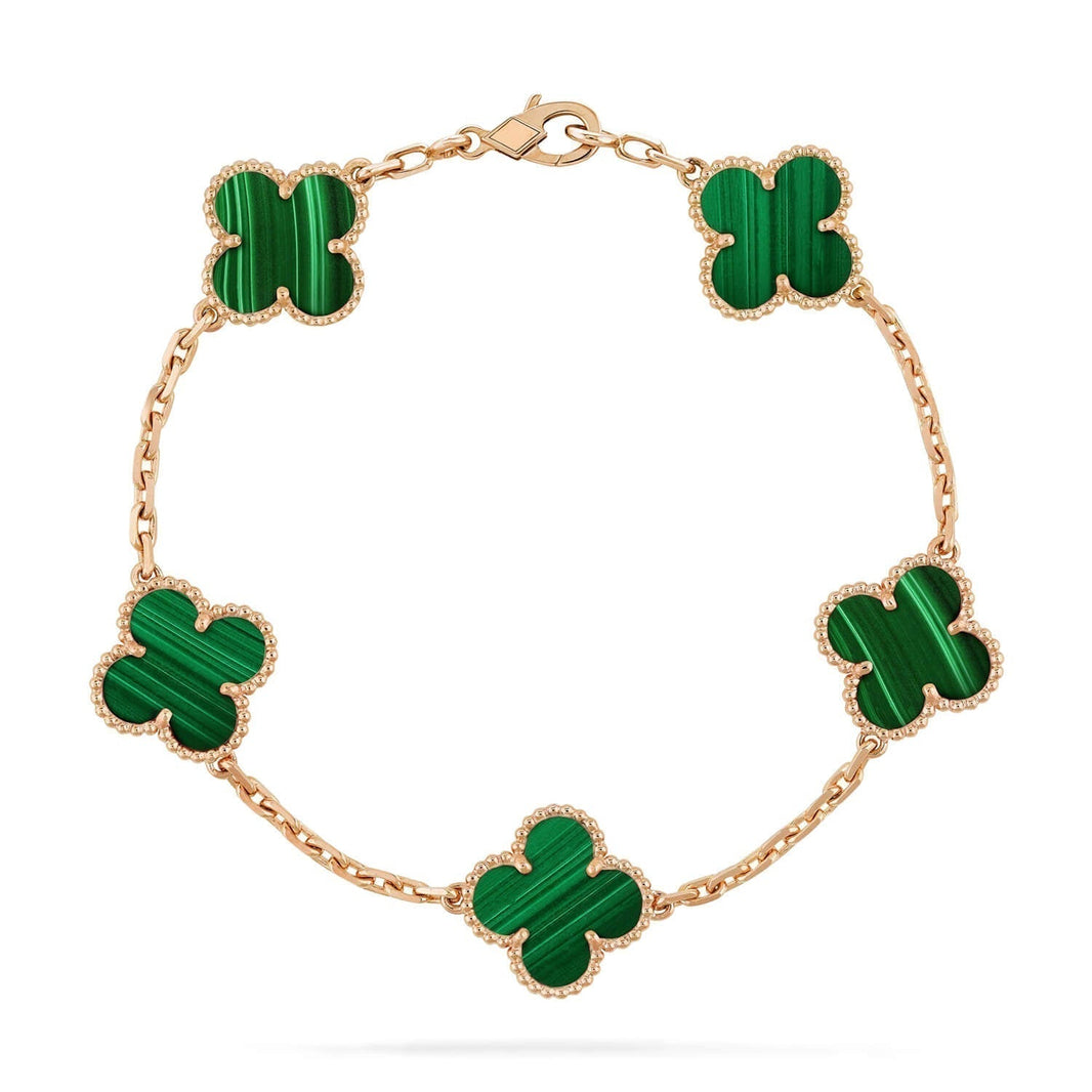 [LUCKY LOVE]CLOVER 5 MOTIFS MALACHITE BRACELET